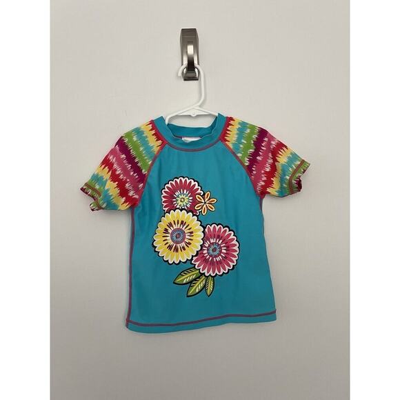 Hanna Andersson Swim Shirt  Girls Size 120 (6-7) Blue Short Sleeve Rash Guard - Picture 6 of 12